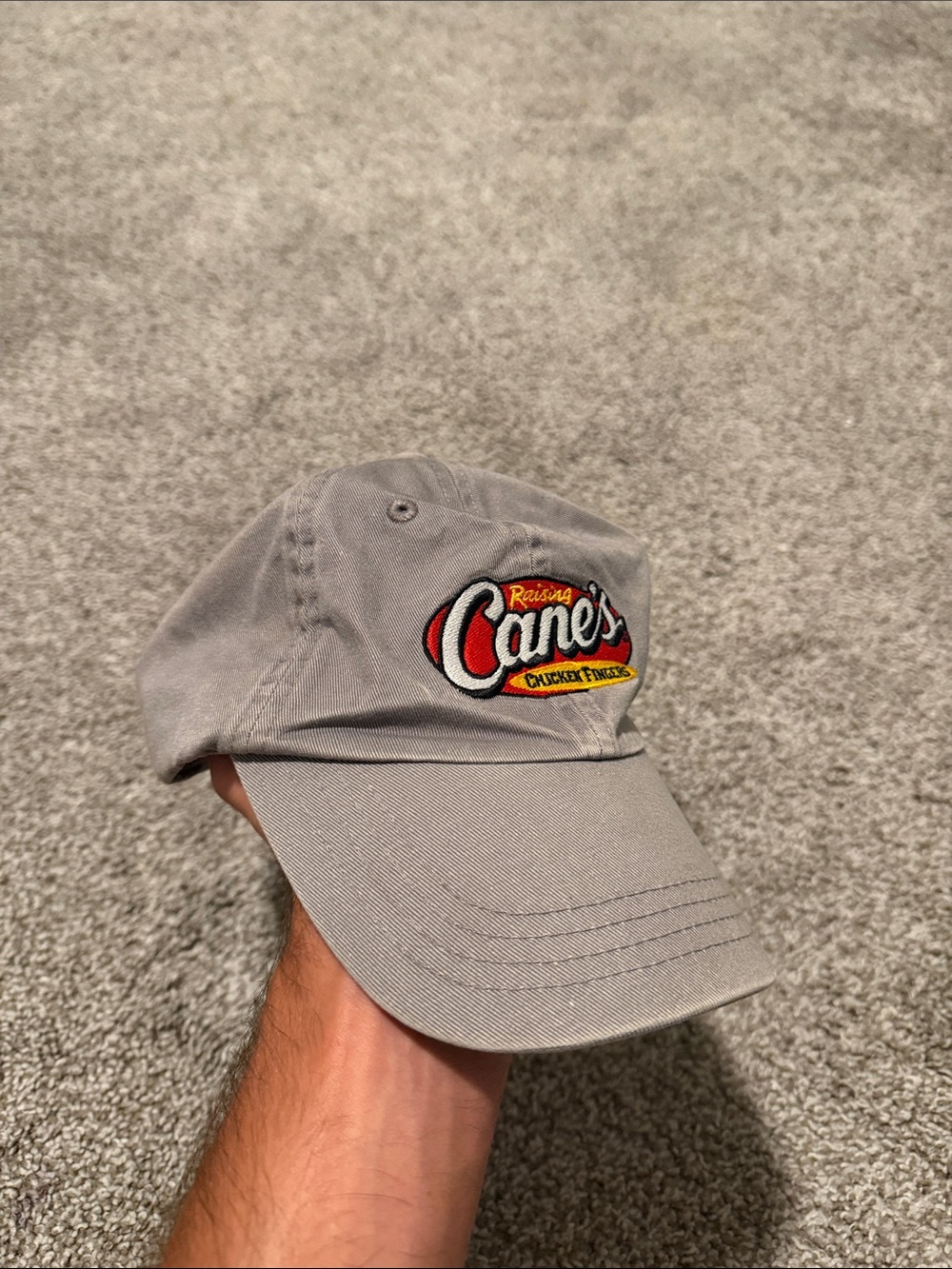 Raising Cane's Gray Embroidered Logo Baseball Cap